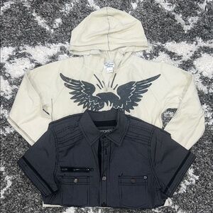 Boys Kids Cream Hoodie & Button up 2 piece set - size 6